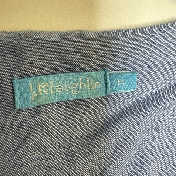 J.McLaughlin Blue Embroidered 3/4 Sleeve 100% Cotton Tunic Top Size Medium - Picture 4 of 6